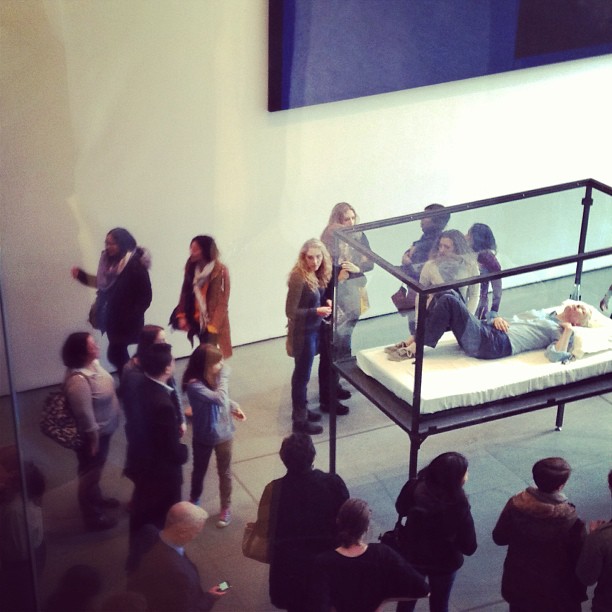 Tilda Swinton was sleeping in a glass box at MoMA!