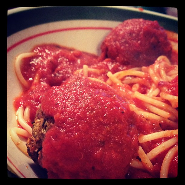 Jay jay made the MOST amazing meatballs, from a @nytimes recipe. #omg #vegan