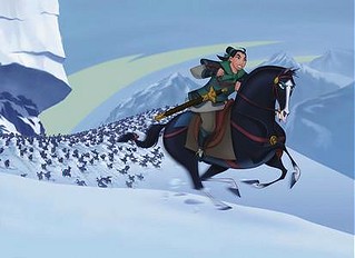 mulan and her horse in battle