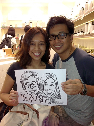caricature live sketching for Belif New Store Opening - Day 1