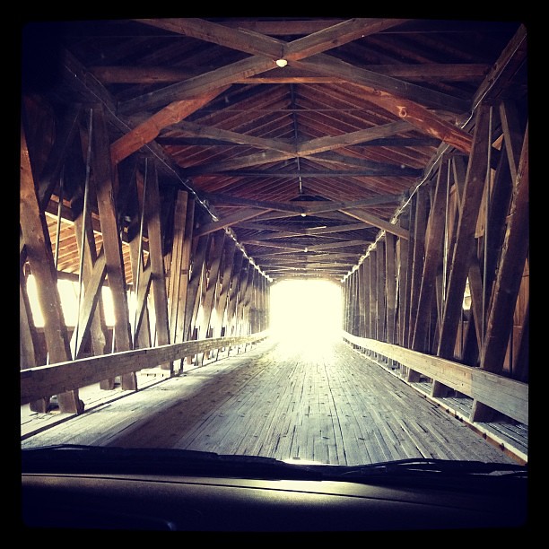 Checking out a covered bridge on our way home. #genevaonthelake #happyincle #ohio #coveredbridge