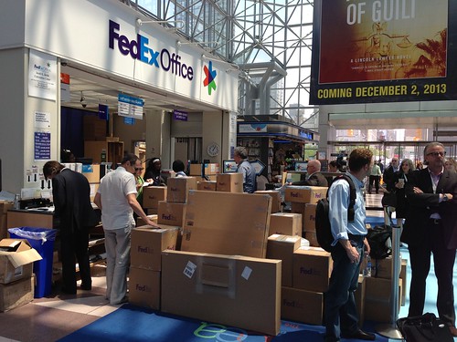 Boxes of books waiting to be shipped, BEA 2013