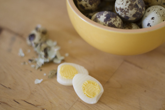 hard-boiled quail eggs