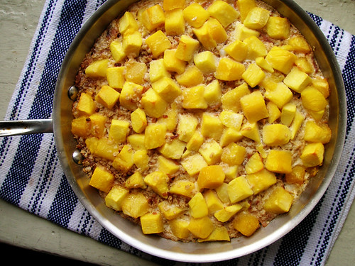 baked oatmeal with mango and coconut