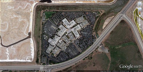 Facebook's "campus" near Menlo Park (via Google Earth)