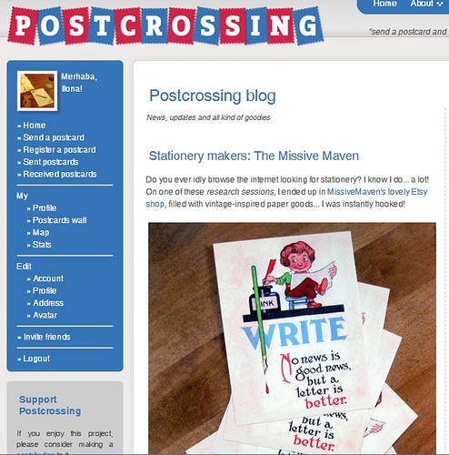 I'm featured on Postcrossing today!