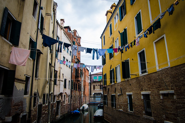 Every day is laundry day in alleys of Venice.