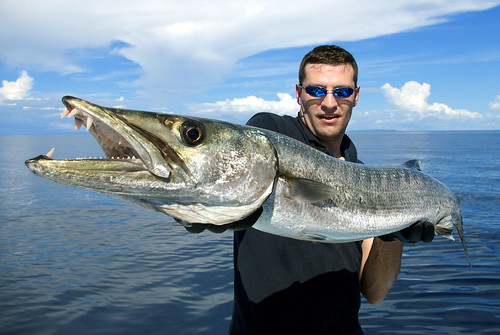 fisherman showing barracuda catch