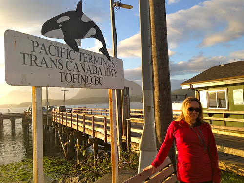 Beth at the Pacific Terminus of the Transcanada Highway