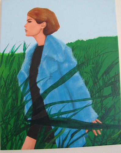 woman in field unfinished painting