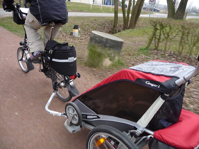 Baby trailer and a Brompton