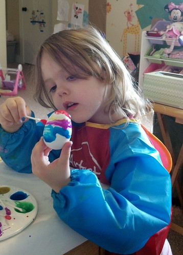 painting wooden easter eggs