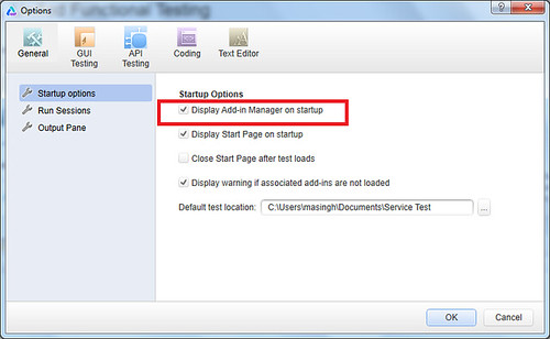 Enable-disable addin manager on launch of UFT