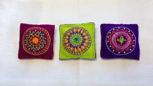 Three Little Embroidered Mandalas by MagaMerlina