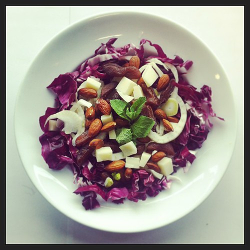 Radicchio, dried apricots, fennel, manchego cheese, mint, almonds, salad, vegetarian by Salad Pride