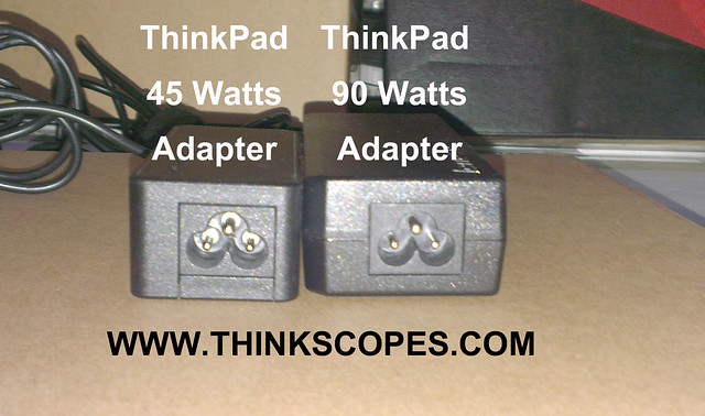 ThinkPad 45 watts adapter vs 90 watts adapter (end view)