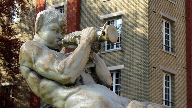 Sculpture of horn blower