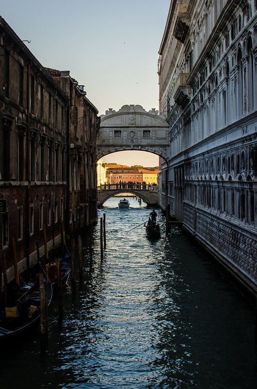 The Bridge of Sighs at the Doge's Palace in Venice, Italy.