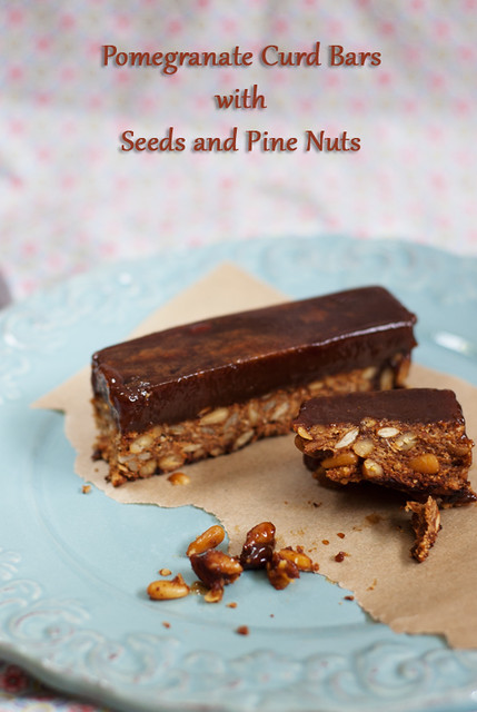 pomegranate curd bars with seedy pine nuts crust - and a baby shower!