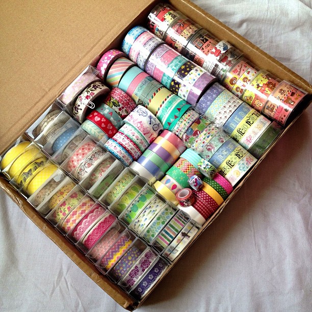 Sorted out all my tapes also I decided to store all my tapes in the yozocraft order box I received as they fit. These are my small #washitape #decotape #papertape and #fabrictapes that I own. I'll tape photos of the rest later for @lovelymailz2u who wante