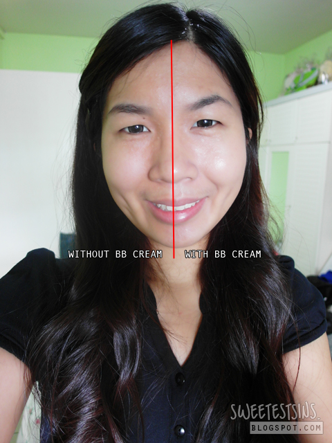 singapore beauty blog sweetestsins by singapore beauty blogger patricia tee kiehls actively correcting & beautifying bb cream half face with bb cream and without comparison