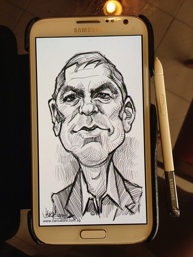 George Clooney digital caricature sketch on Samsung Galaxy Note 2