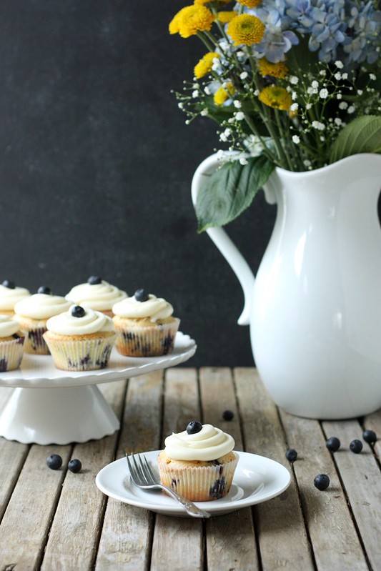 Blueberry Muffin Cupcakes with Cream Cheese Frosting - Completely Delicious
