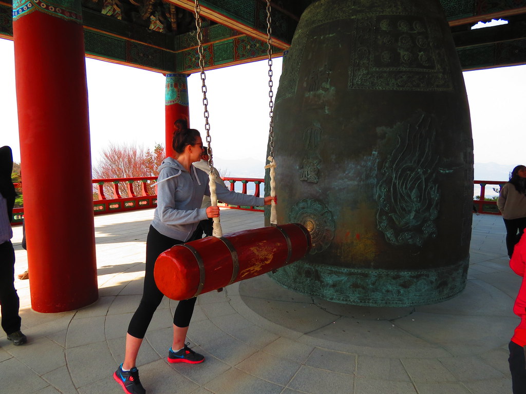 Ringing the bell at the Seokguram Grotto