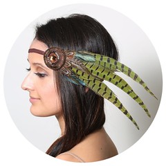 Green Feather Bohemian Headband