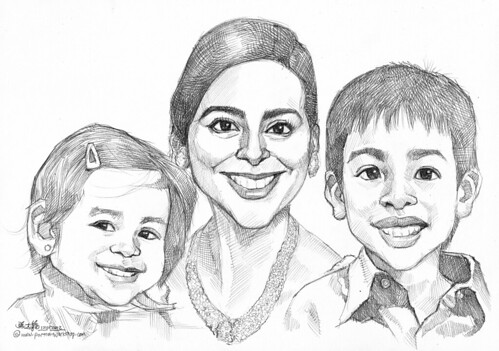 family portraits in pencil