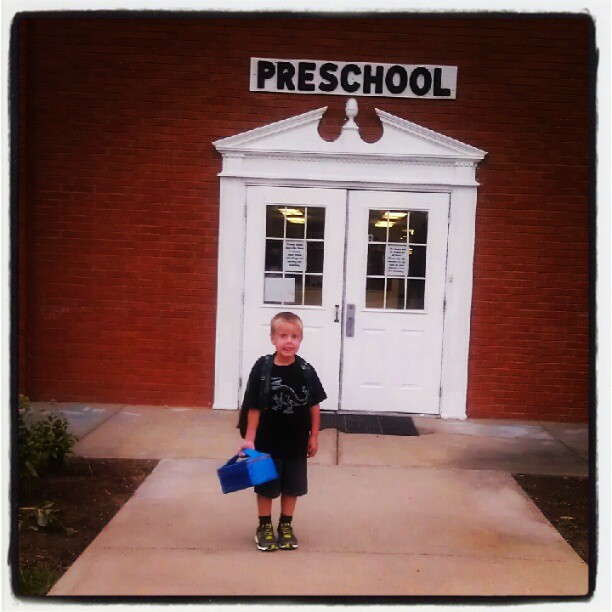 So hard to believe this is his last year in this building! Been here since he was 6 weeks old. Where has the time gone!? :( #BackToSchool