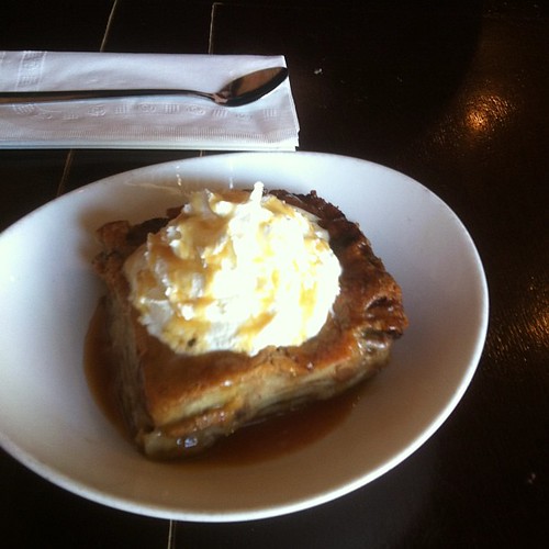 Bread pudding for dessert. #yegfood by raise my voice