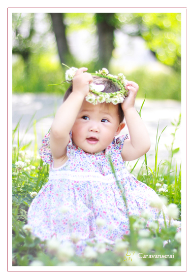 子供写真　1才の誕生日　女の子　愛知県岩倉市　家族写真　出張撮影　女性カメラマン