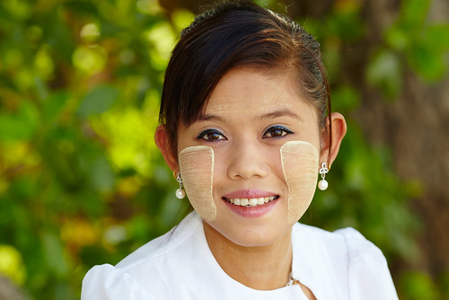 Burmese girl with tanaka