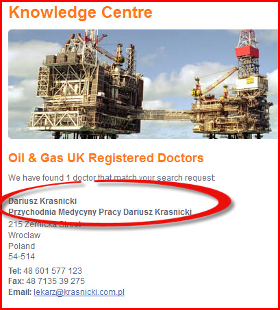 Oil & Gas UK registered  doctors in