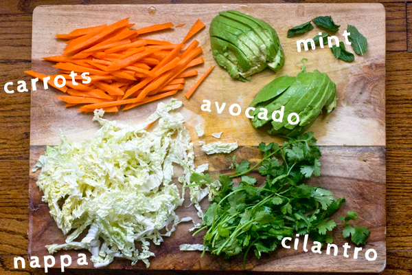 Ingredients for rice paper rolls