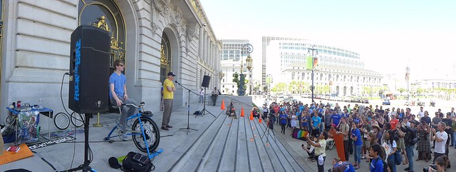human powered presentation at San Francisco City Hall