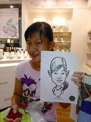 caricature live sketching for Belif New Store Opening - Day 1