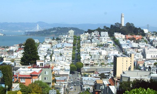 View of Coit Tower from Lombard St.