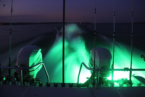 Boat lights early in morning