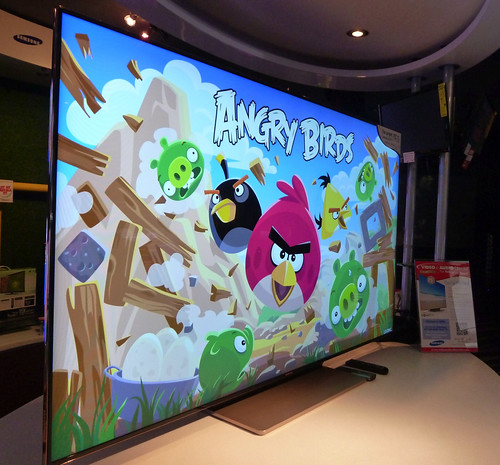 Angry Birds on the 75" samsung television
