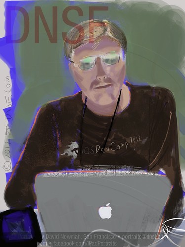 iPad Portrait of Paul Ossenbruggen Painted from Life Today at iOSDevCamp at PayPal HQ by DNSF David Newman