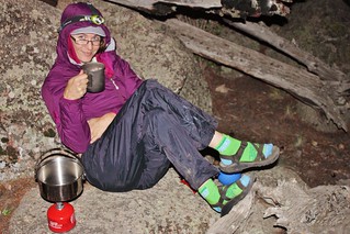 Erin Enjoying Hot Cocoa in Camp