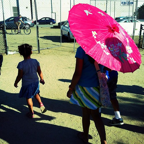 Pink parasol.