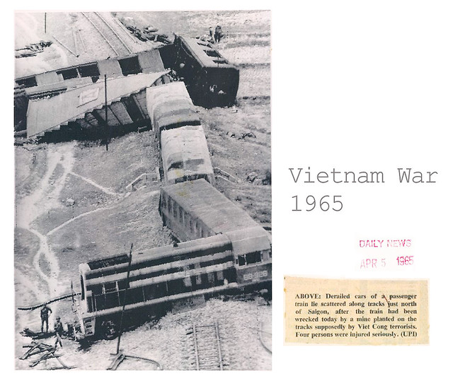 Saigon 1965 - Derailed Cars Train Wreck After Explosion
