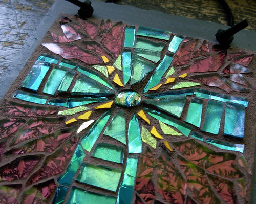 Radial Cross in Blue and Maroon by Margaret Almon