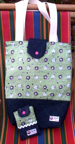 Tote Bag com porta celularcase verde by Coisando as Coisas by Clau