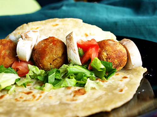 Falafel & salad in Flat Breads, Middle East Food
