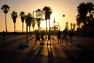 Sunset at Venice Beach Basketball Courts - Los Angeles CA