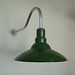 18" DIAMETER VINTAGE SHALLOW DOME BARN LIGHT WITH GOOSE NECK ARM, PURCHASE FROM VINTAGE BARL LIGHTS BY CHRISTINE